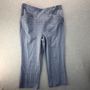 Liverpool Los Angeles Stella Kick Flare Plaid Pull On Pants Blue Grey Size 14/32